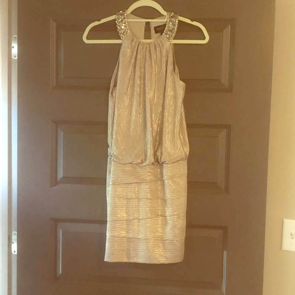 Size 0 gold Laundry dress worn once!